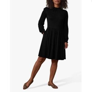 Boden‎ Clara Jersey Dress Black Long Sleeve Ruffle
Mock Neck LBD Sz 6R